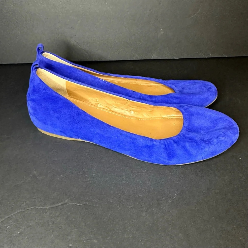 J Crew Womens Suede Leather Round Toe Ballet Flats Royal Blue Size 6.5